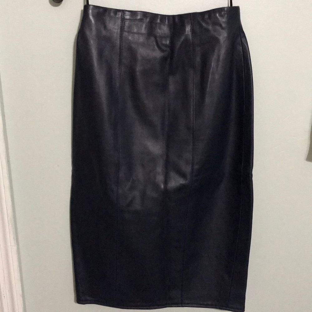 Wakko Leather Skirt 6 solid dark blue